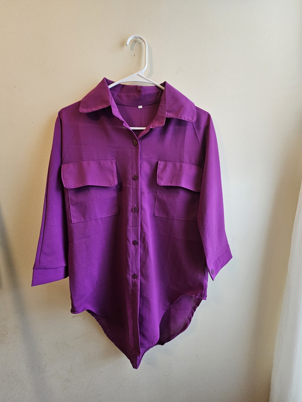 Purple Button-Front Utility Shirt
